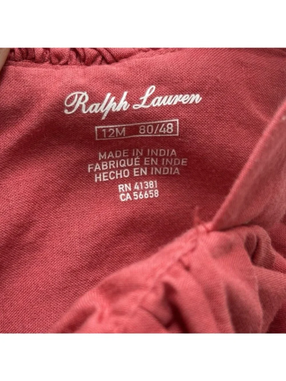 Ralph Lauren POLO Baby Girl Ruffled Eyelet Dress 12 Month
